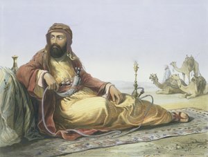 عربي يستريح في الصحراء ، صفحة عنوان من "وادي النيل" ، نقشته حانة ليموين. بواسطة Lemercier ، 1848